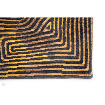 Louis De Poortere Meditation Coral 9227 Black Gold Washable Polyester Flatweave Eco-Runner-Louis De Poortere-Rug Love - The Most Loved Rug Store